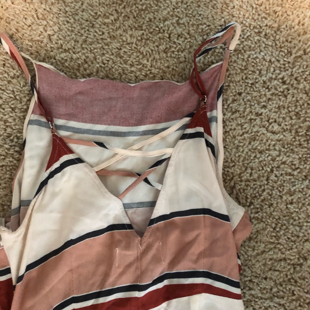 Scalloped Stripe Romper White Peach And Red - image 3